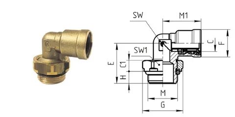 Фитинг 6-M10x1 угловой CAMOZZI
