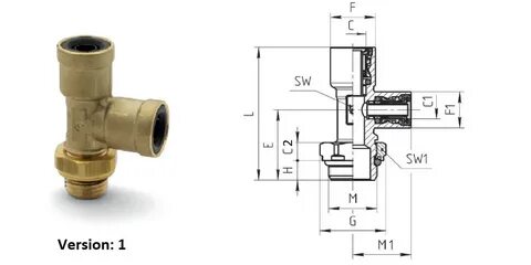 Фитинг тройник 10-M16x10 CAMOZZI