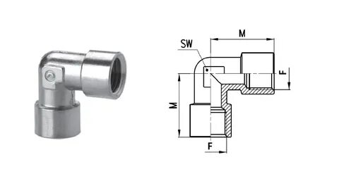 Фитинг угловой 8-K10x1 конус CAMOZZI