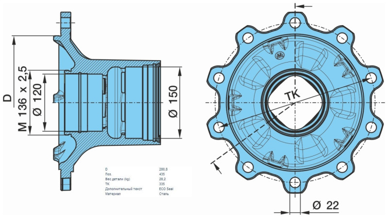 Ступица BPW SKBF ECO801 ET120 (см.09.801.06.58.0) 03.272.43.14.2
