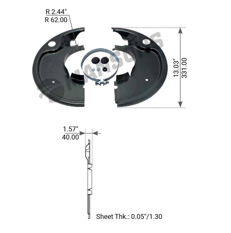 Защита колодок (пыльник) на колесо 300*200, (Mansons)