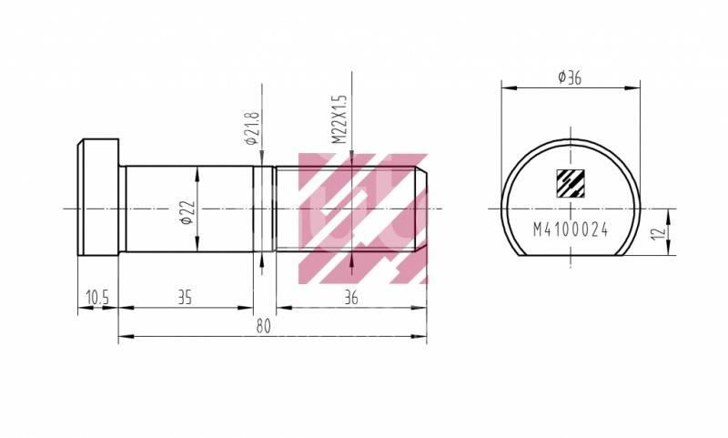 Болт M22х1,5/80x45 BPW 03.296.33.11.1 крепления колеса M4100024 AMIRPART