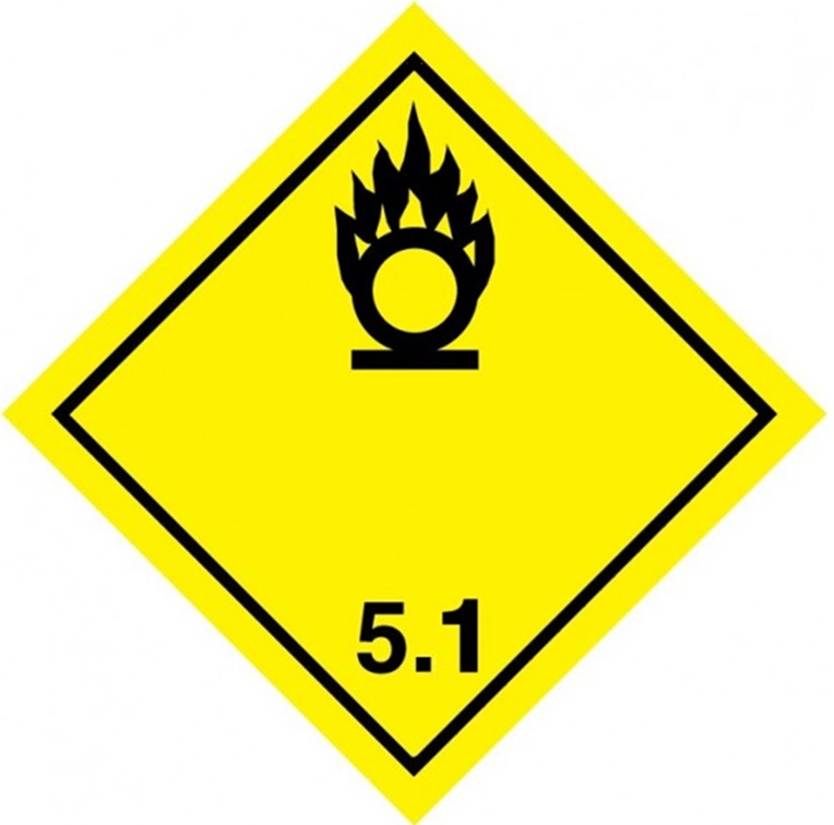 Знак класс 5.1 (желтый) наклейка