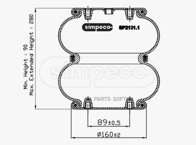 Пневморессора многосекционная ТОНАР о.н.4520000803 / SIMPECO SP2101.1032