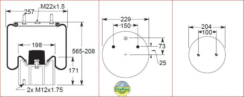 Пневморессора 4157 04 (пласт.стакан), ZX35.9002CPA8