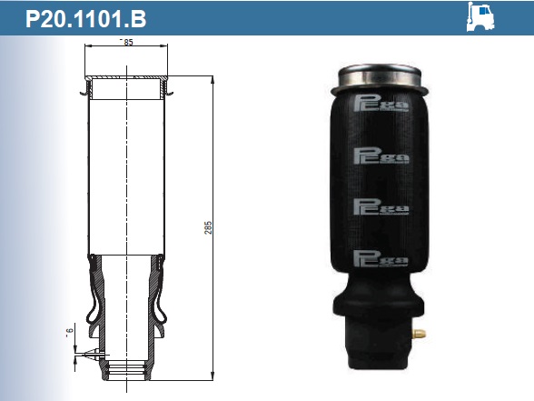 Пневмоамортизатор кабины SCANIA / P20.1101.В