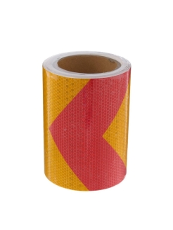 Лента светоотражающая самоклеящаяся, красно-желтая, 15 смх10 м