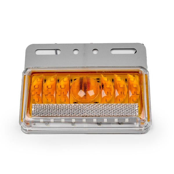 Указатель габаритов с функцией поворота (бег) мет.крон. с подсветкой колес №8 квад (24V) (желтый)