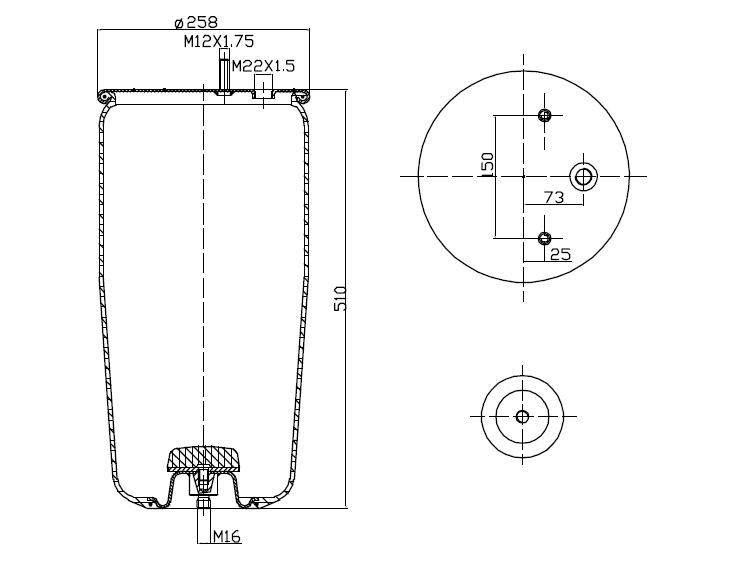 Пневморессора 5941 A P02 (без стакана) АНАЛОГ 9090/Выведено