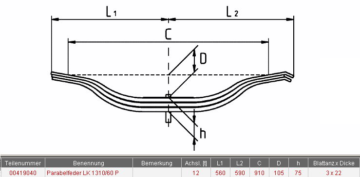 Рессора GIGANT (419040) 3-х листовая