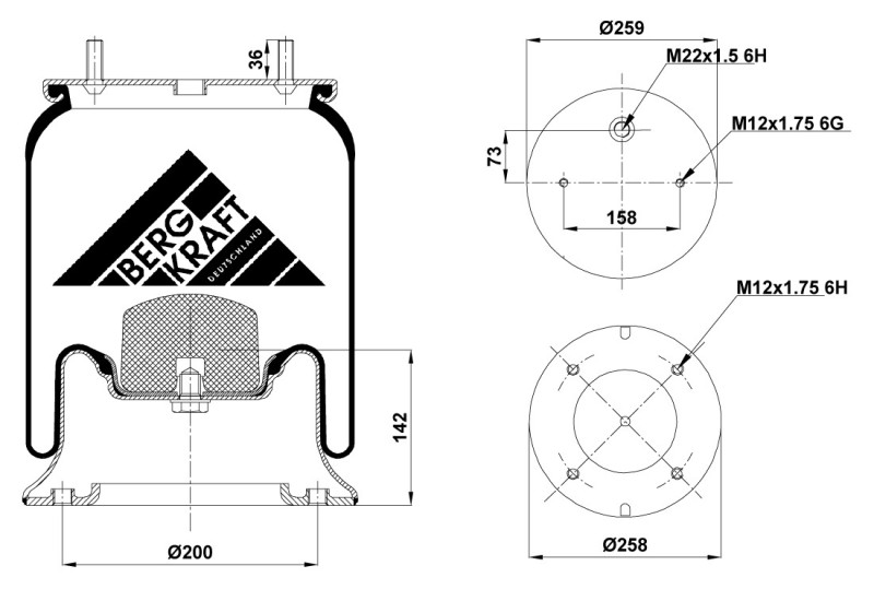 Пневморесcора BK054004C03 (стальной стакан) @11100