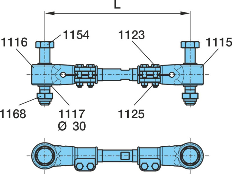 Штанга реактивная М30 L-425 (430-460) регулируемая BPW (05.443.70.14.1) / BPW®