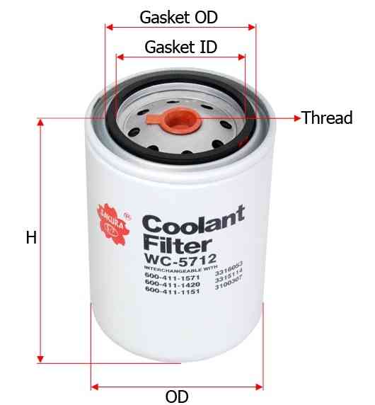 Фильтр охлаждающей жидкости Fleetguard WF2074 / Sakura WC5712 @92512