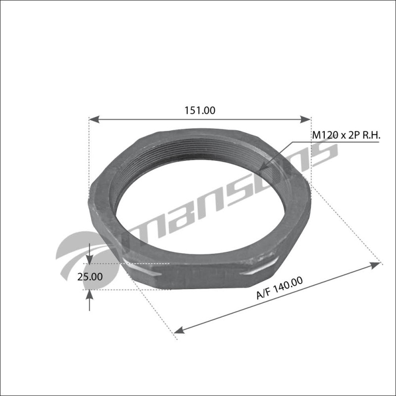 Гайка ступицы правая SK RS 9042 М120*2 1011007001 / Mansons 600.074 @15192