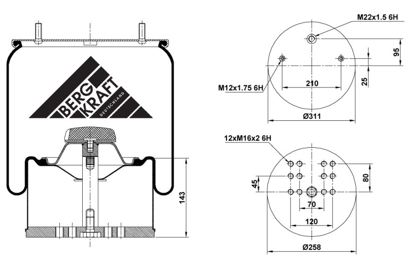 Пневморесcора BK054881C (стальной стакан)