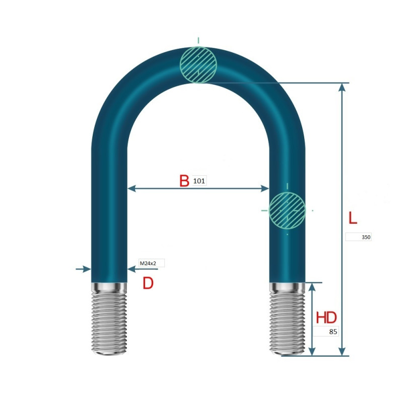 Стремянка U-образная М24X2 В-101 мм L-350 мм 42224027