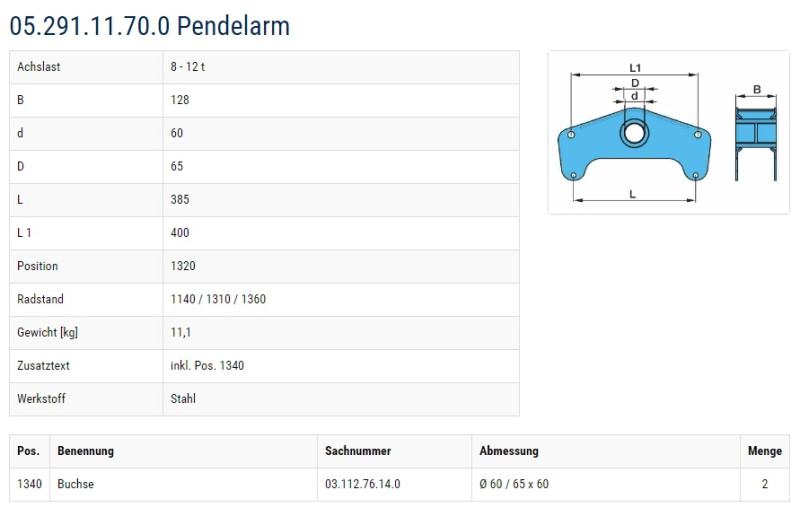 Балансир BPW (05.291.11.70.0) / BPW® / аналог