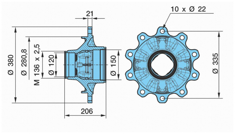 Ступица SN42 ECO Plus™ (HZF12010) BPW® (03.272.43.23.2) / Sampa 070.360 @7313