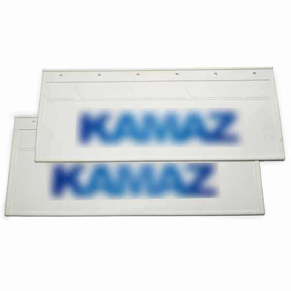 Брызговик задний 670*270 белая резина KAMAZ синяя надпись