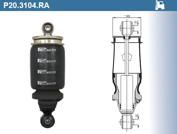 Пневмоамортизатор кабины MAN / P20.3104.RA