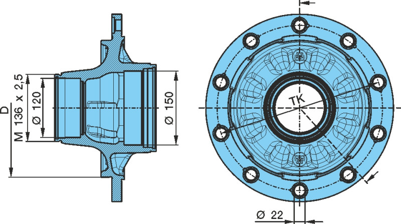 Ступица BPW (03.272.43.20.0) без подшипников / MARSHALL (M2201310)