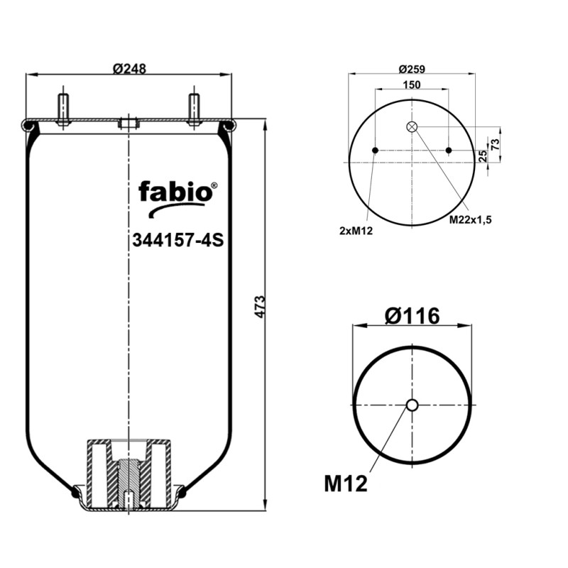 Пневморессора 4157NP02 (без стакана) (1шп 1шт)
