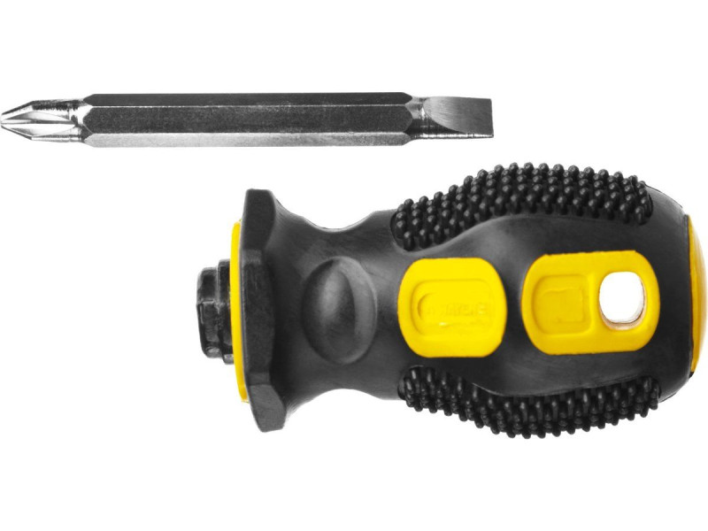 Отвертка двухсторонняя "МАСТЕР" 60мм комбинированная/прорезиненная ручка